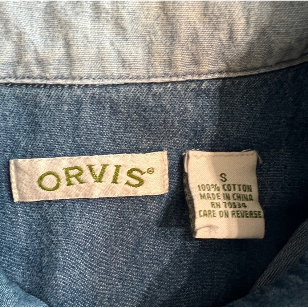 Orvis Denim Long Sleeved Button Up Shirt Dress, E… - image 3